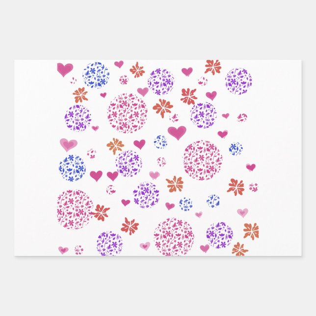 Moderne Geschenkpapier-Flachblatt-Set aus 3 Geschenkpapier Set (Vorderseite)