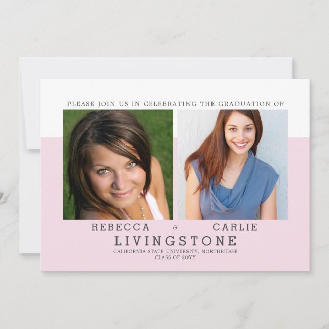 Moderne Geschwister Foto Abschluss Ankündigung (Vorderseite)