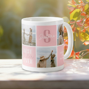 Moderne Geschwister-Foto-Collage Rosa Kaffeetasse