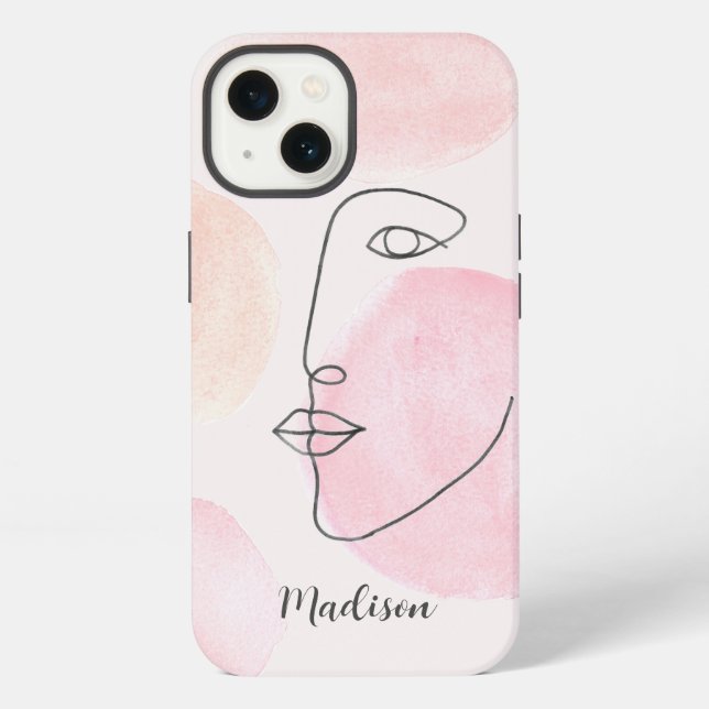 Moderne Gesichtsstrichzeichnung mit individuellem  iPhone Hülle (Rückseite)
