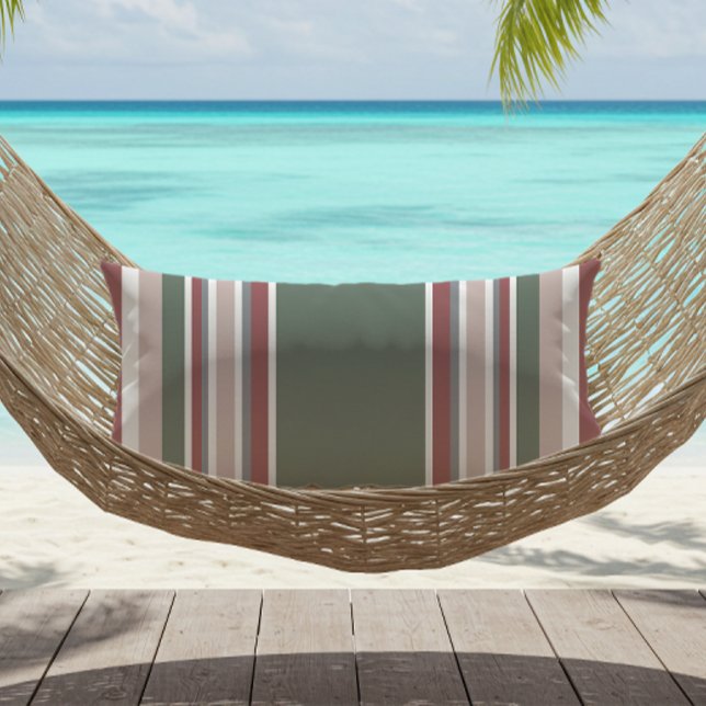 Moderne gestreifte Dusty Rose Sage Green Grau Kissen Für Draußen (Von Creator hochgeladen)