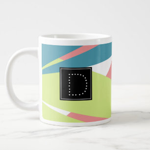 Moderne gestreifte geometrische Muster Monogramm Jumbo-Tasse