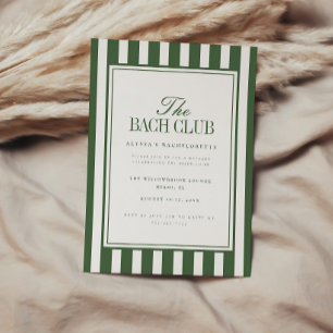 Moderne gestreifte grüne "Bach Club" Junggesellinn Einladung