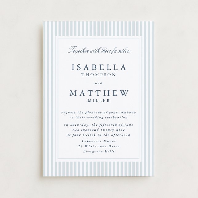 Moderne gestreifte Hochzeitseinladung mit geometri Einladung (Von Creator hochgeladen)