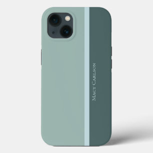 Moderne gestreifte Türkisgrün- und Babyblau-Töne iPhone 13 Hülle