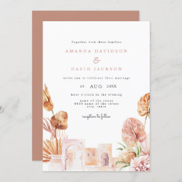 Moderne getrocknete Blätter Wüste Western Boho Hoc Einladung