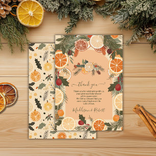 Moderne, getrocknete Citrus Winter Baby Dusche Dankeskarte