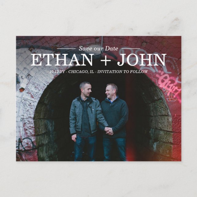 Moderne Gewerkschaft Save the Date Ankündigungspostkarte (Vorderseite)