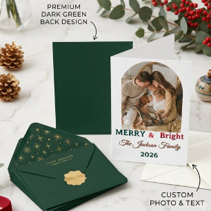 Moderne gewölbte Familienfoto-Weihnachten Feiertagskarte