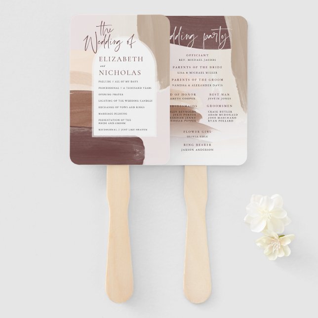 Moderne gewürzte Terrakotta | Hochzeitsprogramm Fächer (Vorne und Hinten)