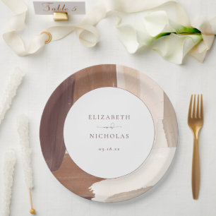Moderne Gewürzte Terrakotta Monogramm-Hochzeit Pappteller