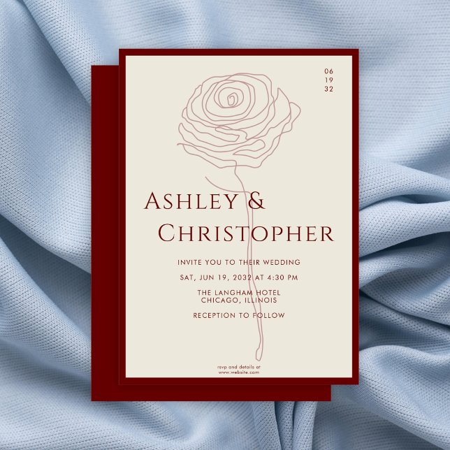 Moderne Gezeichnet Blumenriss Red Wedding Einladung (Von Creator hochgeladen)