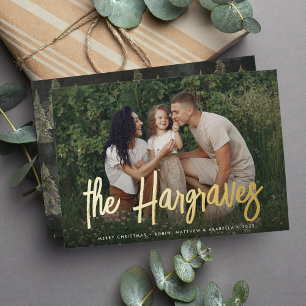 Moderne gezeichnete Signatur   Horizontales Foto Folien Feiertagskarte