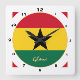 Moderne ghanaische Flagge, Ghana Zuhause / Design Quadratische Wanduhr