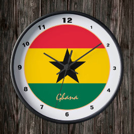 Moderne ghanaische Flagge, Ghana Zuhause / Design Runde Wanduhr
