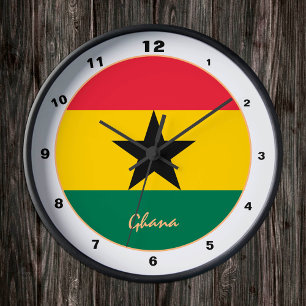 Moderne ghanaische Flagge, Ghana Zuhause / Design Runde Wanduhr