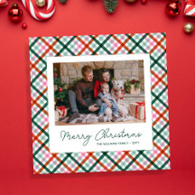 Moderne Gingham-Foto-Weihnachtskarte