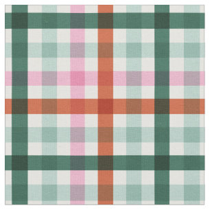 Moderne Gingham Weihnachten Grün und Rot Stoff
