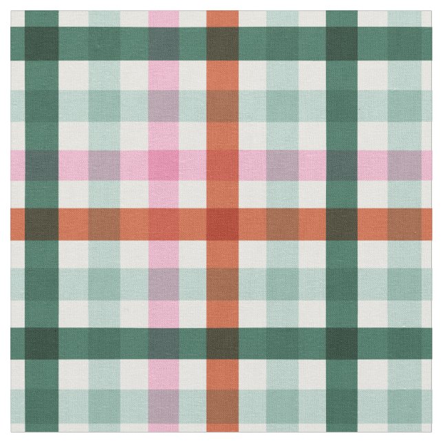 Moderne Gingham Weihnachten Grün und Rot Stoff (Nahaufnahme)