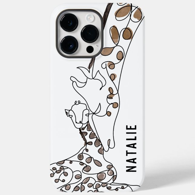 Moderne Giraffe Linie Kunstname Weiß Case-Mate iPhone Hülle (Rückseite)