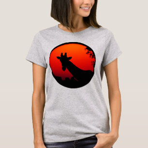 Moderne Giraffe Silhouette Orange Africa Sunset T-Shirt