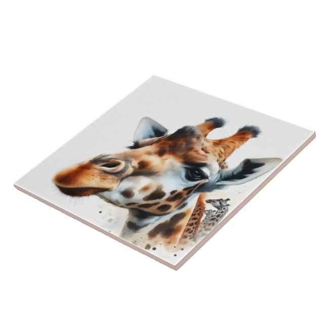 Moderne Giraffe Wasserfarbe Mural Fliese (Seite)