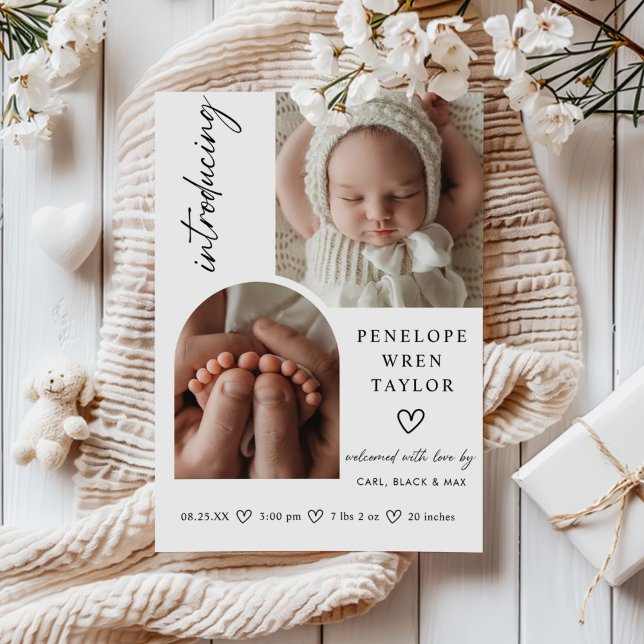 Moderne Girl Birth Announcement Foto Collage Card Einladung (Von Creator hochgeladen)