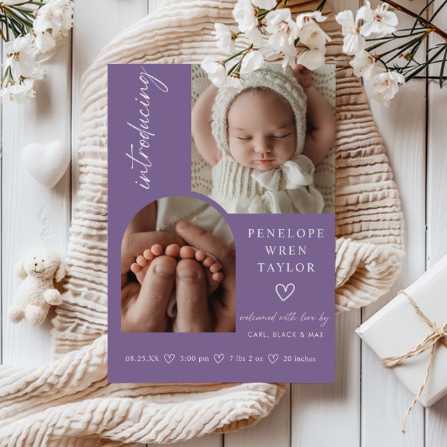 Moderne Girl Birth Announcement Foto Collage Card Einladung (Von Creator hochgeladen)