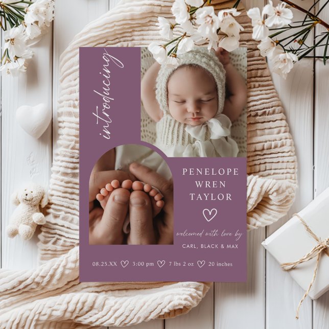 Moderne Girl Birth Announcement Foto Collage Card Einladung (Von Creator hochgeladen)