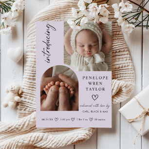Moderne Girl Birth Announcement Foto Collage Card Einladung