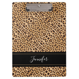 Moderne Girl Chic Leopard Print Personalisiert Klemmbrett