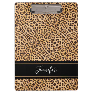 Moderne Girl Chic Leopard Print Personalisiert Klemmbrett