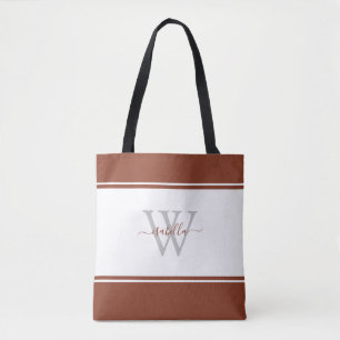 Moderne Girl Monogram Script Rust Tote Bag