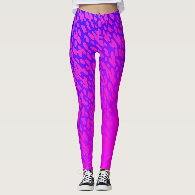 Moderne Girl Neon Pink Lila Safari Leggings (Vorderseite)