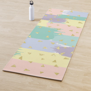 Moderne Girl Pastel Brushstrokes Gold Geo Yogamatte