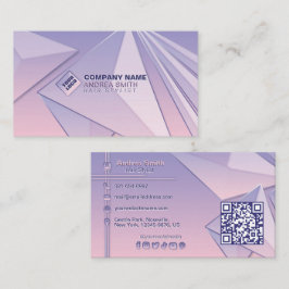Moderne Girl Pastel Gradient Social Icons QR Code Visitenkarte