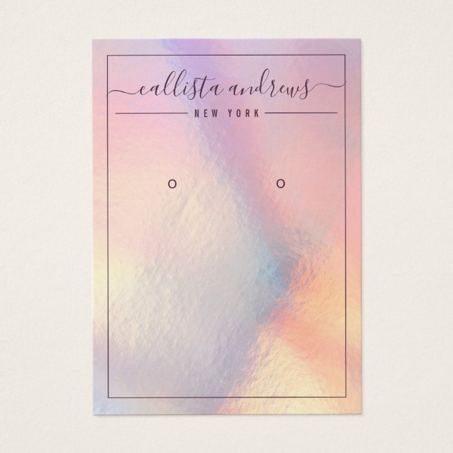 Moderne Girl Peach Iridescent Earring Display Card (Vorderseite)