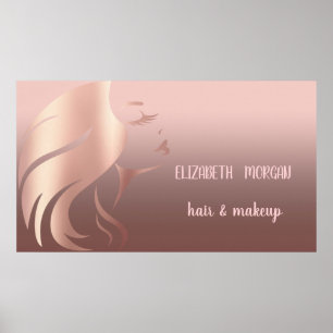 Moderne Girl-Silhouette, Haare, Makeup Poster