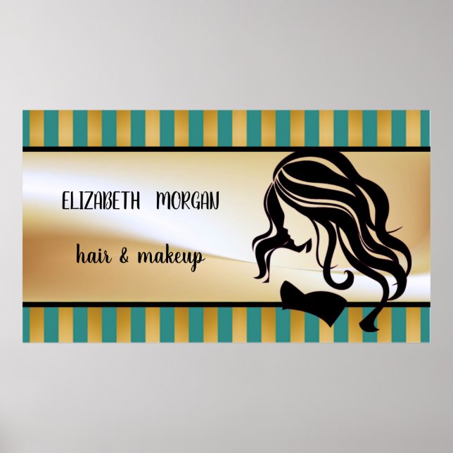 Moderne Girl-Silhouette, Streifen, Haare, Makeup Poster (Vorne)