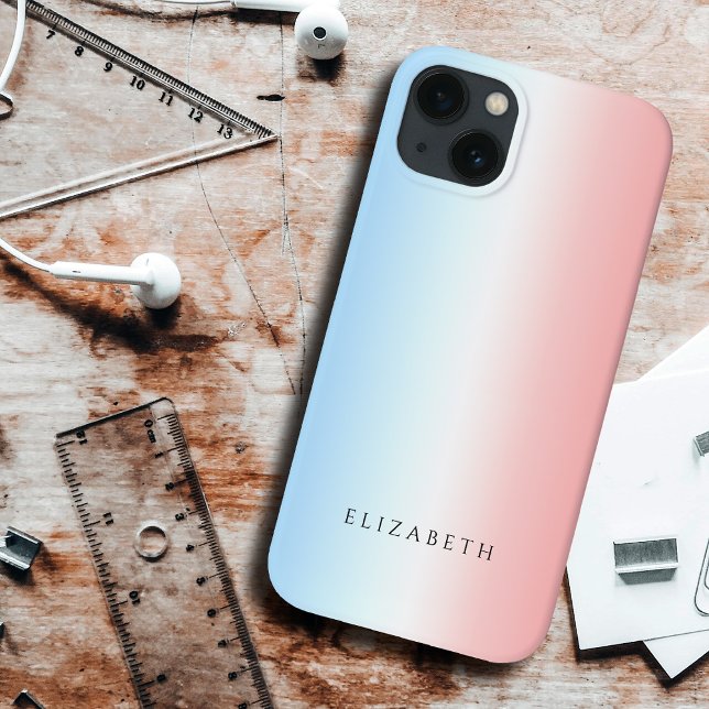 Moderne Girly Chic Blue Pink White Simple Gradient Case-Mate iPhone Hülle (Von Creator hochgeladen)