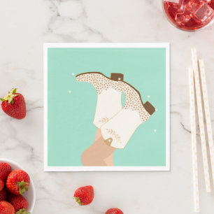 Moderne Girly Cowgirl Boots Stars Mint Serviette