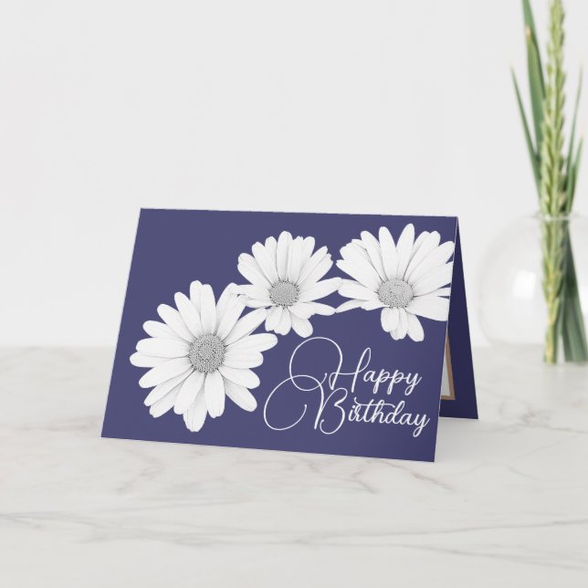 Moderne Girly Daisies Blume Lila Geburtstag Karte (Vorderseite)