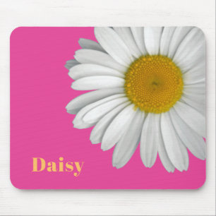 Moderne Girly Daisy Blume Name Hot Pink Mousepad