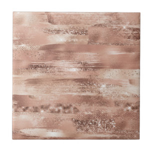 Moderne Girly Dusty Rose Blush Brush Strokes Glam Fliese