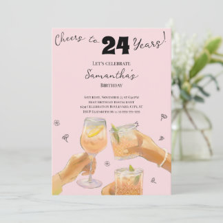 Moderne Girly freut sich auf 24-jährige Geburtstag Einladung