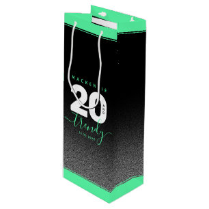 Moderne Girly Mint Green 20 und Trendy Geschenktüte Für Weinflaschen