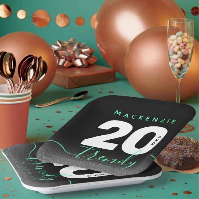 Moderne Girly Mint Green 20 und Trendy Pappteller (Multi)