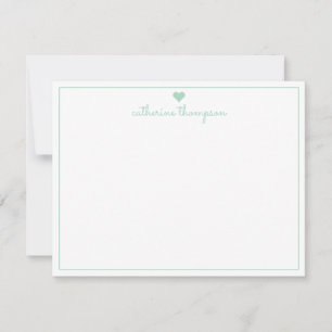 Moderne Girly Mint Green Heart Feminine Chic Scrip Mitteilungskarte