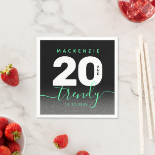 Moderne, girly, mintgrüne 20 und trendy serviette
