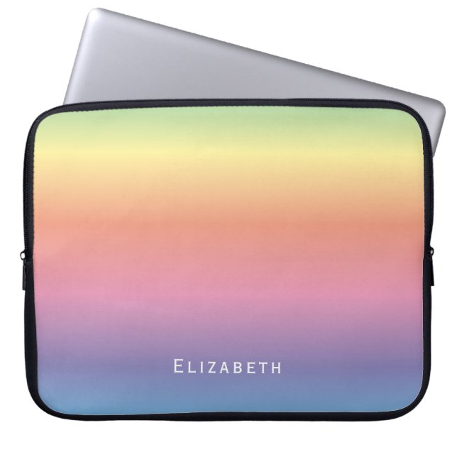 Moderne Girly Niedlich Pastel Rainbow Ombre Indivi Laptopschutzhülle (Vorderseite)